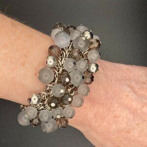 Banana Republic Silver Cha Cha Bracelet with Dark and Light Grey Beads